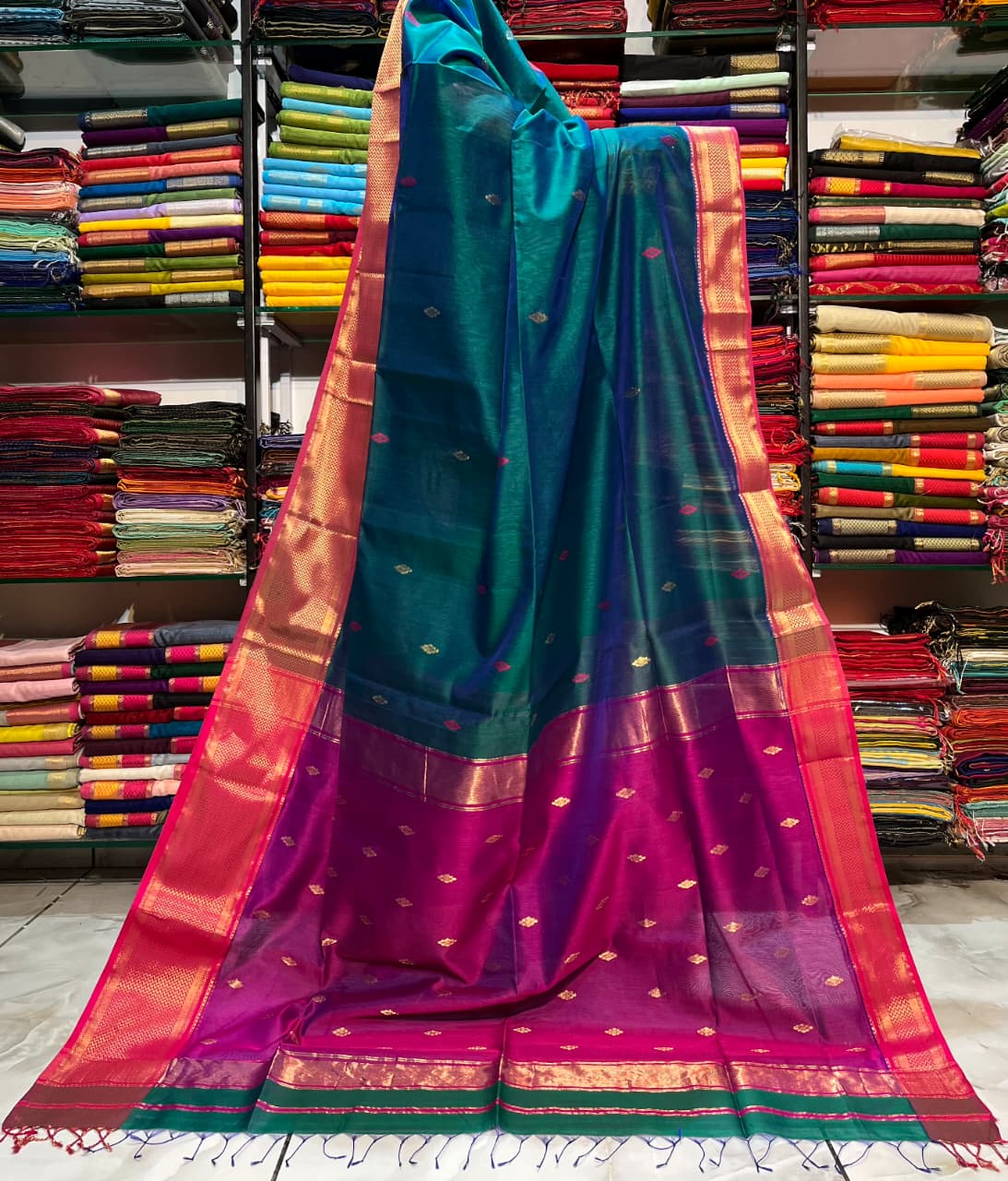 Maheshwari Buti Saree – Pure Handloom Silk