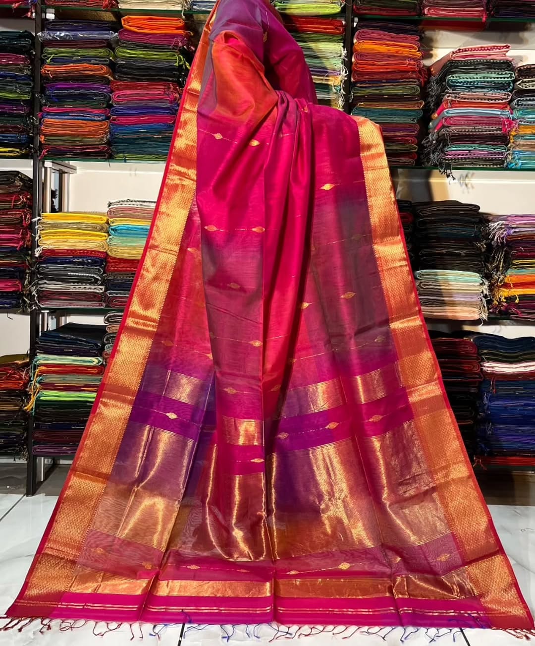 Maheshwari Buti Saree – Pure Handloom Silk
